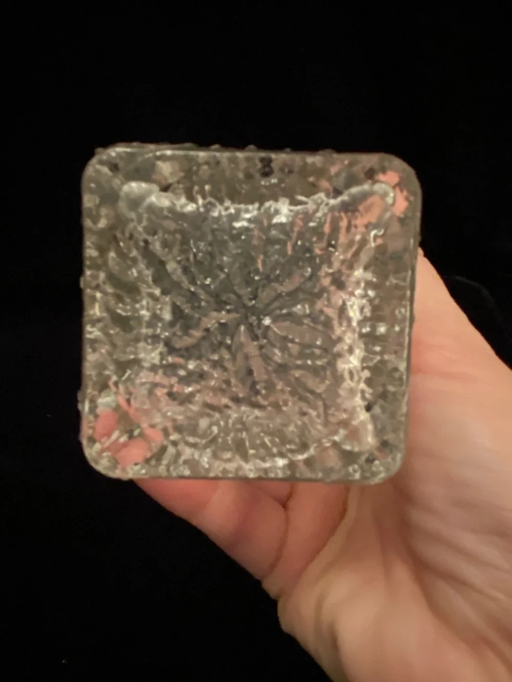 Retro OBERGLAS Austria Mid-Century 70s Modernist Bark Texture Ice Art Glass Vase